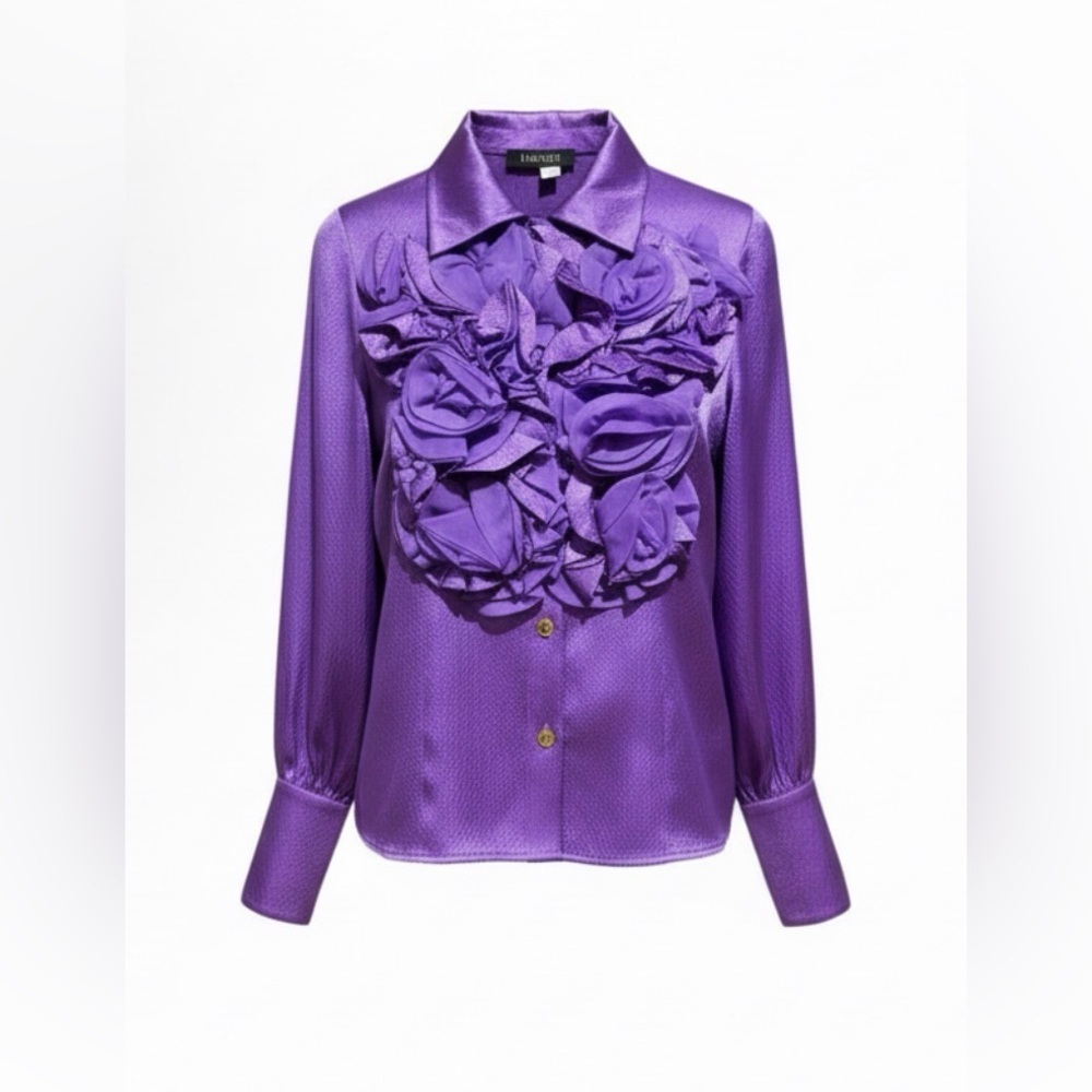 NWOT Jovani silk Purple statement floral Blouse size 4 and 8